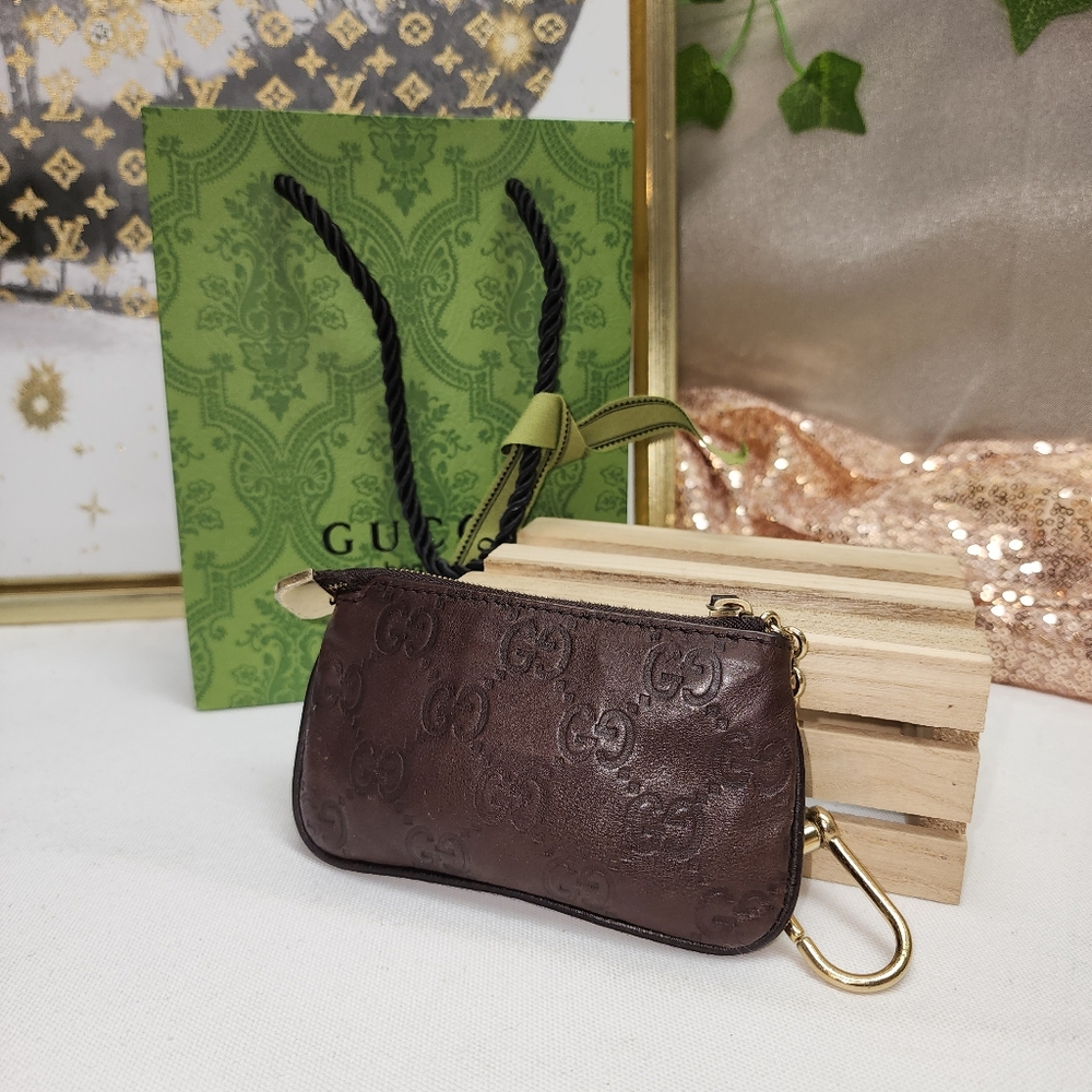 Authentic Gucci Guccissima Brown Leather Keychain Pouch With Retail Bag - Picture 17 of 17
